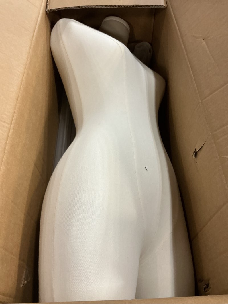 Condition photo showing Good Condition for female mannequin dress form torso, 47"-83" height adjustable display mannequin body with metal stand, retro manikin for sewing clothing jewelry market shop (white, a) white a