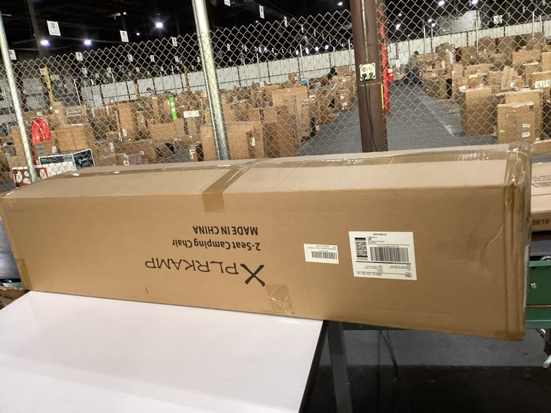 Condition photo showing New/Like New for Double High-Back Camping Loveseat with Pillows, Dual Cup Holders & Cooler Bags - Oversized 2 Person Heavy Duty Folding Chair for Adults, 800LBS Capacity, Outdoor, Picnic, Lawn (1, BlackGrey) Blackgrey 1double