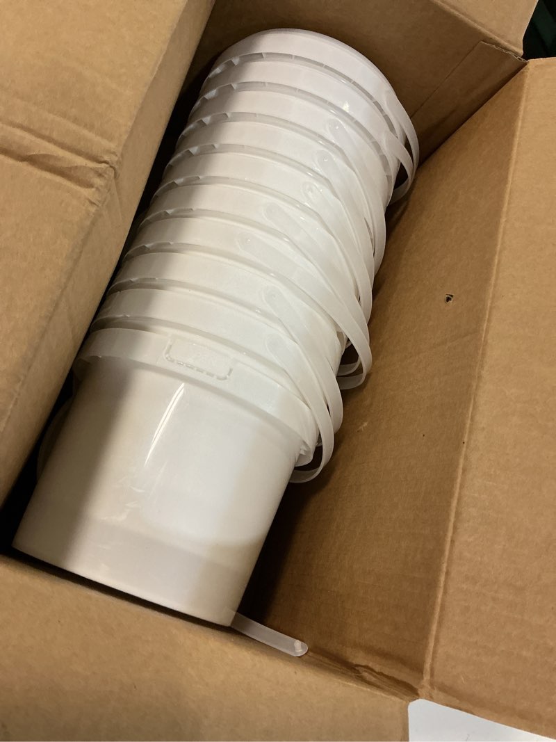 Condition photo showing Good Condition for 10 pack 1.5 quart/48oz white plastic bucket with lid and handle, food storage bucket,empty paint can quart plastic paint containers for paint water art crafts projects