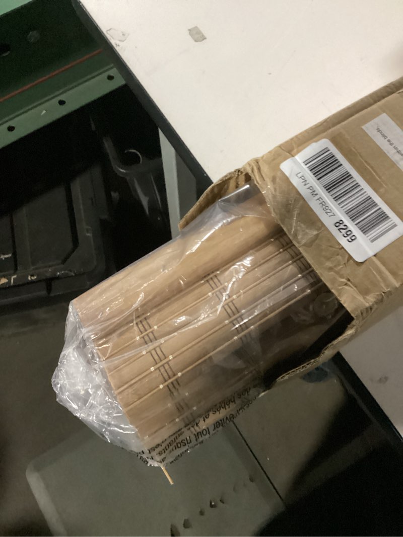 Condition photo showing New/Like New for LazBlinds No Tools No Drill Cordless Bamboo Roman Shades, Light Filtering Window Treatment, Roll Up Bamboo Blinds for Windows 36'' W x 72'' H, Brown Light Filtering-brown206 36" W x 72" H