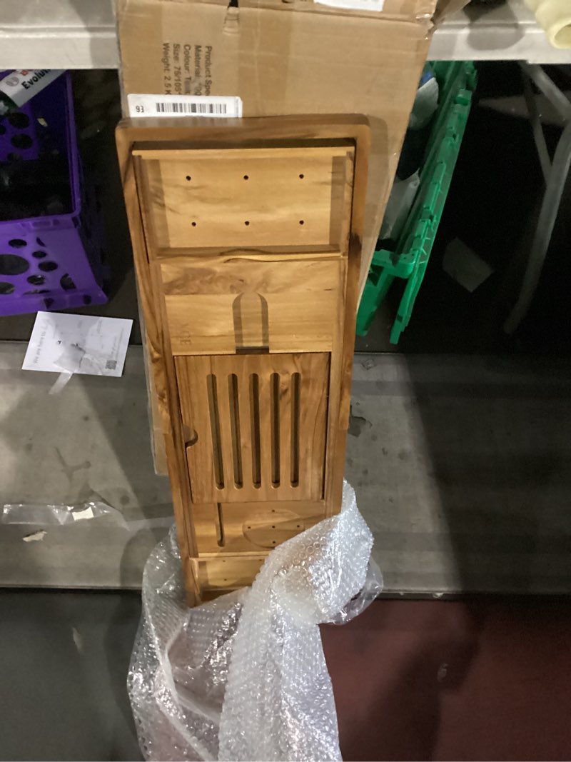 Condition photo showing Good Condition for xce teak bathtub caddy tray - expandable to 41 inches with book stand, soap holder & anti-slip pads for luxury bath spa, teak