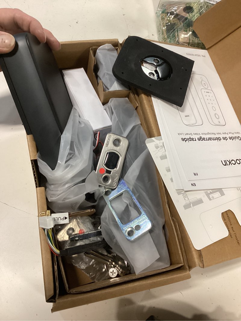 Condition photo showing As Is for lockin veno plus - all-in-one smart lock for front door - palm vein & fingerprint keyless entry - 2k 180° ultra-wide camera, night vision, built-in wifi & 8gb storage - no monthly fee single battery palm vein+8g local storage black