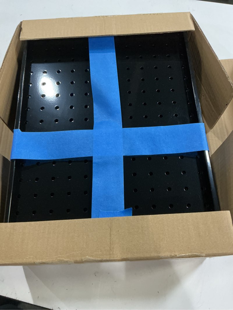 Condition photo showing Good Condition for PBHEPJ 8 Pcs Metal Pegboard Panels, Heavy Duty Peg Boards for Garage and Garden Tool Storage, Includes Drywall Anchors and Screws Kits, Black (8 pcs 16in x 12in) 64" x 24"