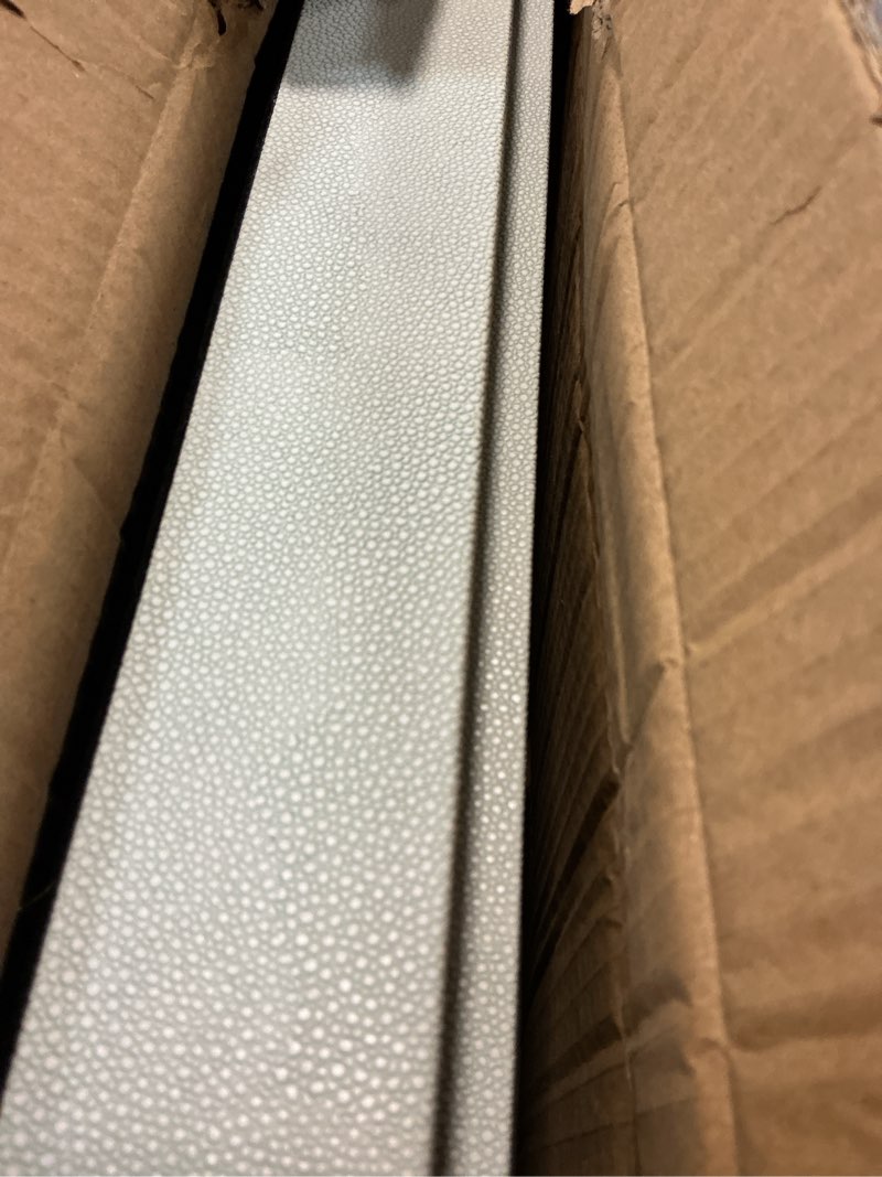 Condition photo showing Good Condition for 2 pack large ottoman tray shagreen decorative tray serving tray with acrylic gold handles, ice blue vegan leather coffee table tray for all occations home decor light aqua 2 pack, l(19.7" x 12" x 2") m(17.7" x 10.2" x 2")