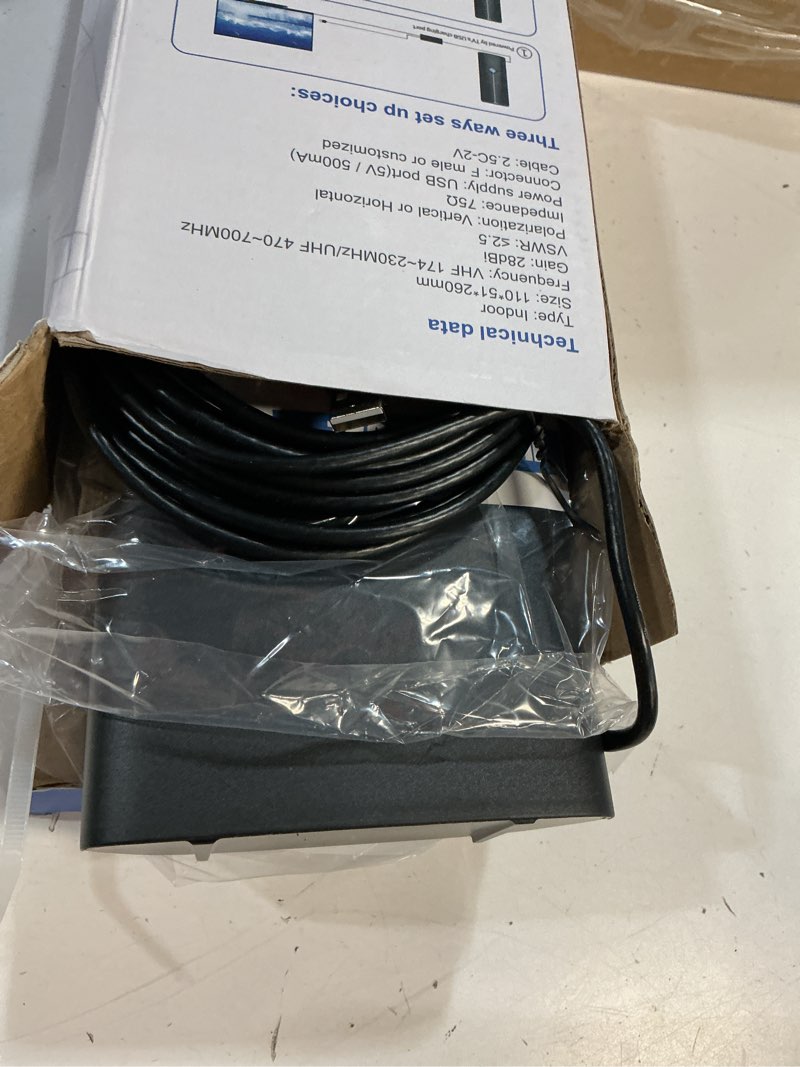 Condition photo showing As Is for 360° reception 3600+ miles range digital antenna for smart tv with amplifier