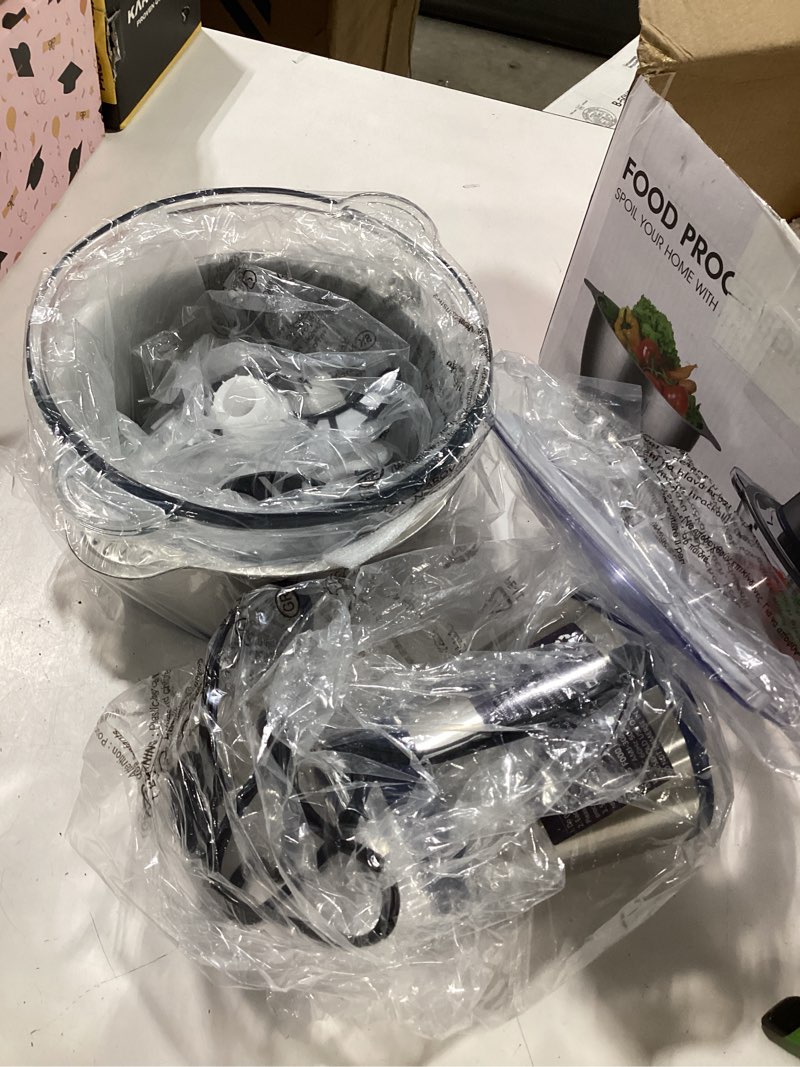Condition photo showing Good Condition for koios food processor, 500w electric food chopper with 2 bowls (8 cup+8 cup) & 2 bi-level blades&, small electric grinder meat processor for nuts, meat, onion, garlic, baby food, blue