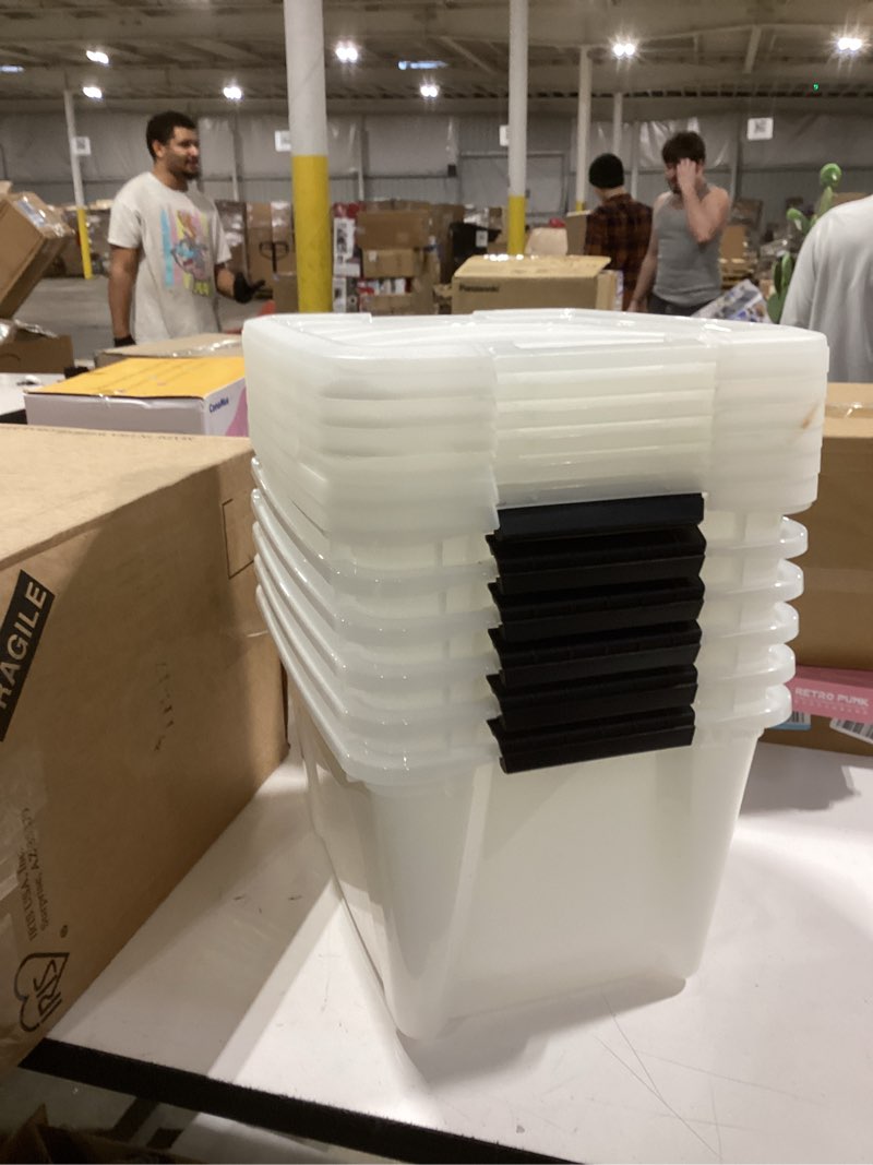 Condition photo showing Good Condition for JUJIAJIA 6 Quart Clear Storage Latch Box/Bins, 6-Pack Plastic Container with Latches and Lid 6 QT