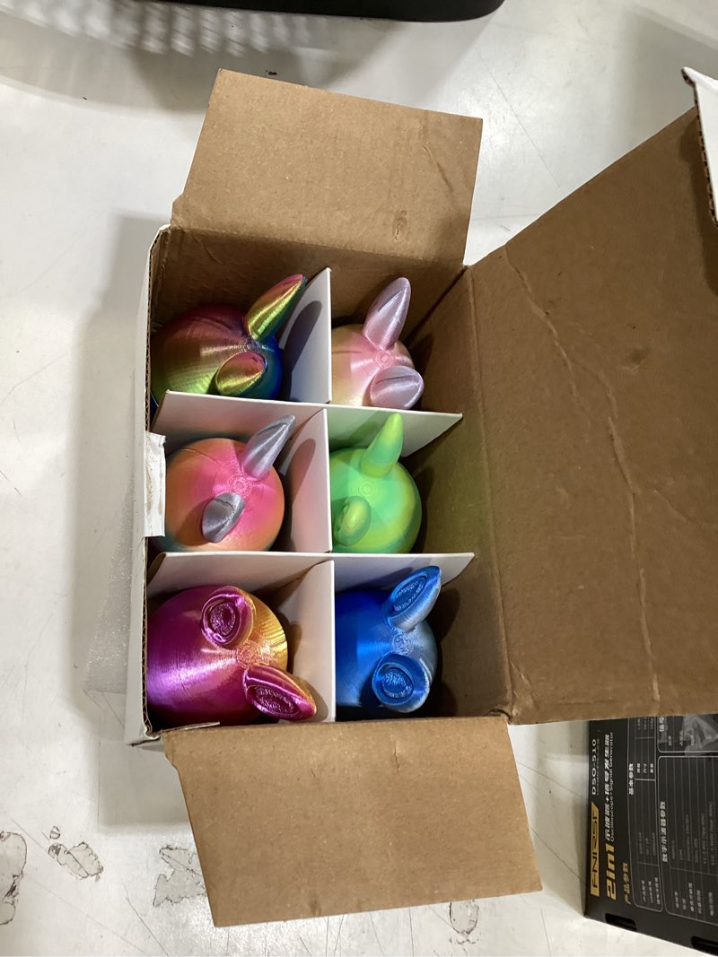 Condition photo showing As Is for 6pcs 3d printed easter eggs set with articulated rabbit inside, prefilled surprise eggs for easter basket stuffers, reusable collectible toys for easter egg hunt & party favors (bunnyinside)