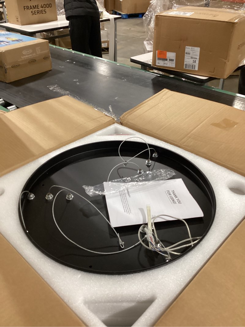 Condition photo showing As Is for 42" Retractable Ceiling Fans with Lights, Modern Fandelier Ceiling Fan with LED Light and Remote/APP Control 3 CCT, Reversible, 6 Wind Speed, Chandelier Ceiling Fan for Bedroom, Living Room Black
