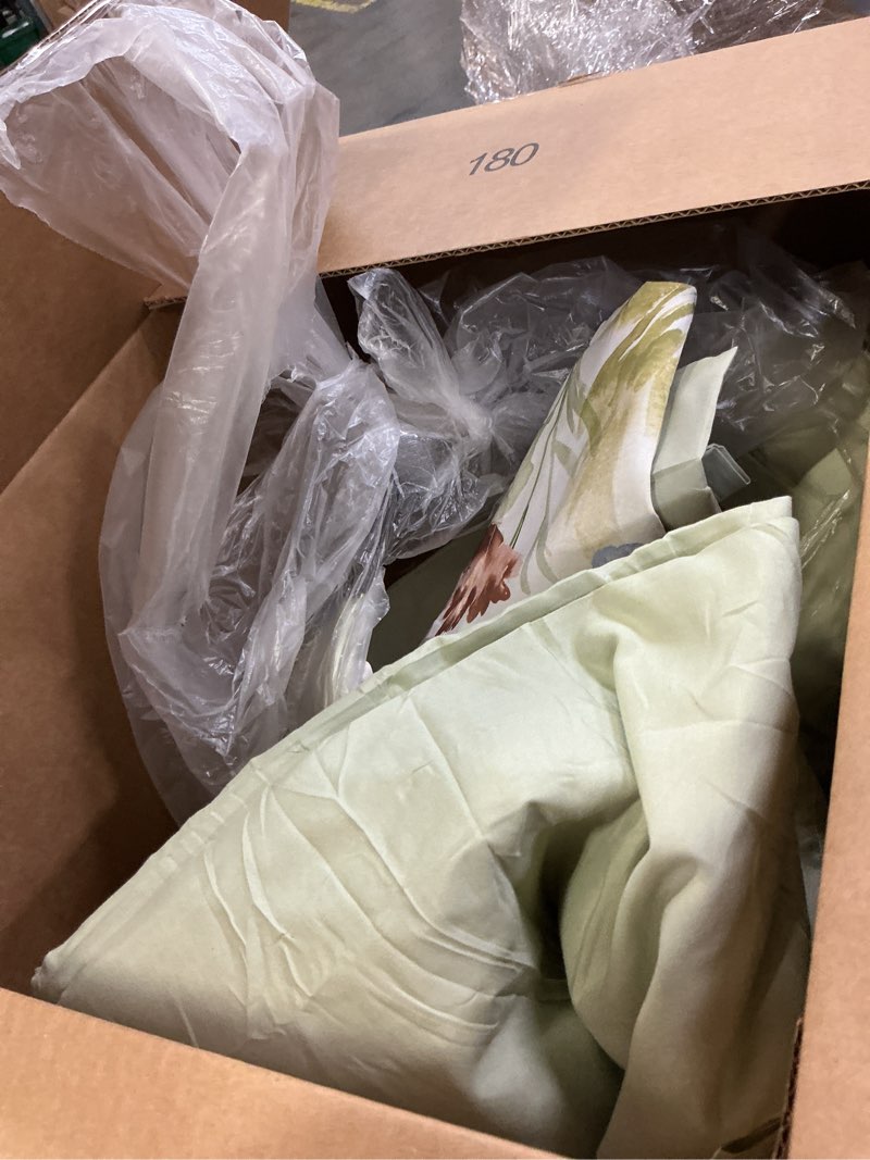 Condition photo showing As Is for bloomhaven queen comforter set -7 pieces sage green floral comforter set for all seasons, bed in a bag queen with botanical flowers comforter, sheets, pillowcases & shams(similar )