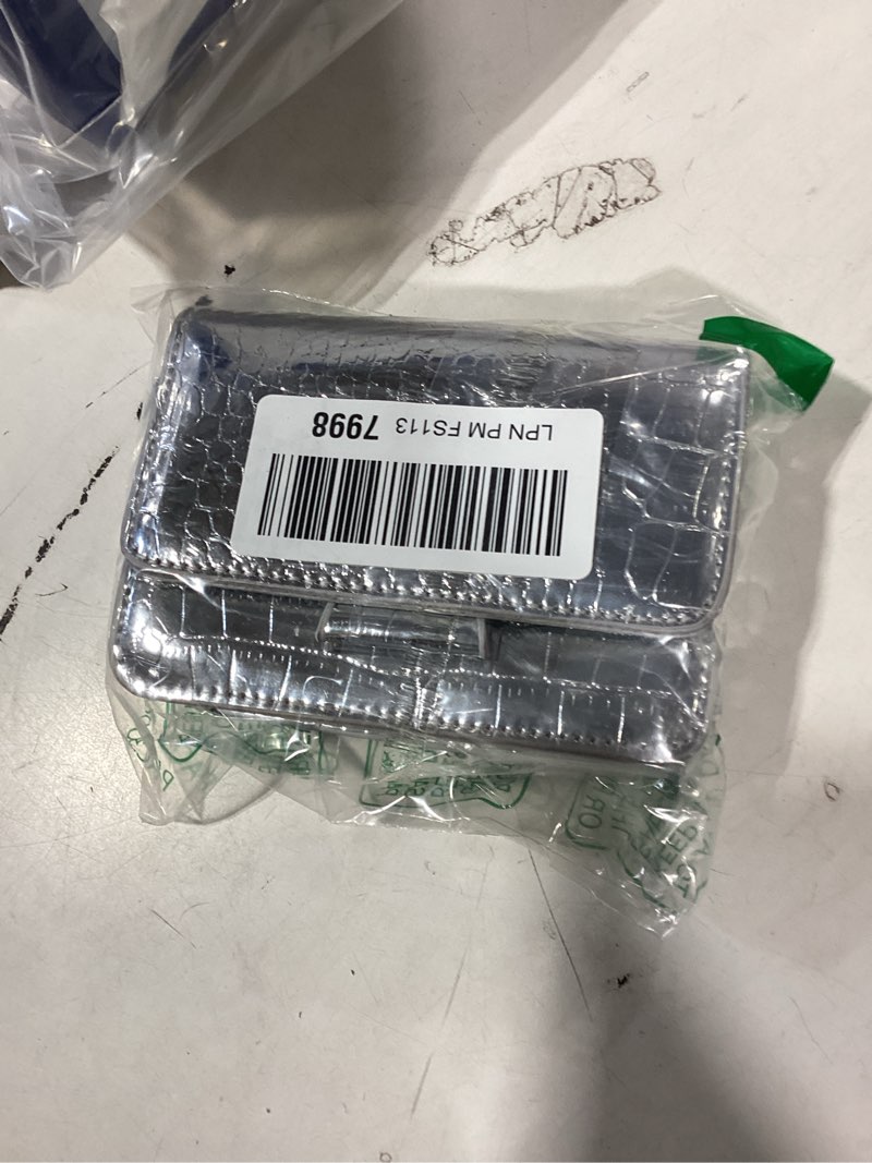 Condition photo showing New/Like New for silver crossbody purse clutch strap y2k mini clutch purses for women dressy