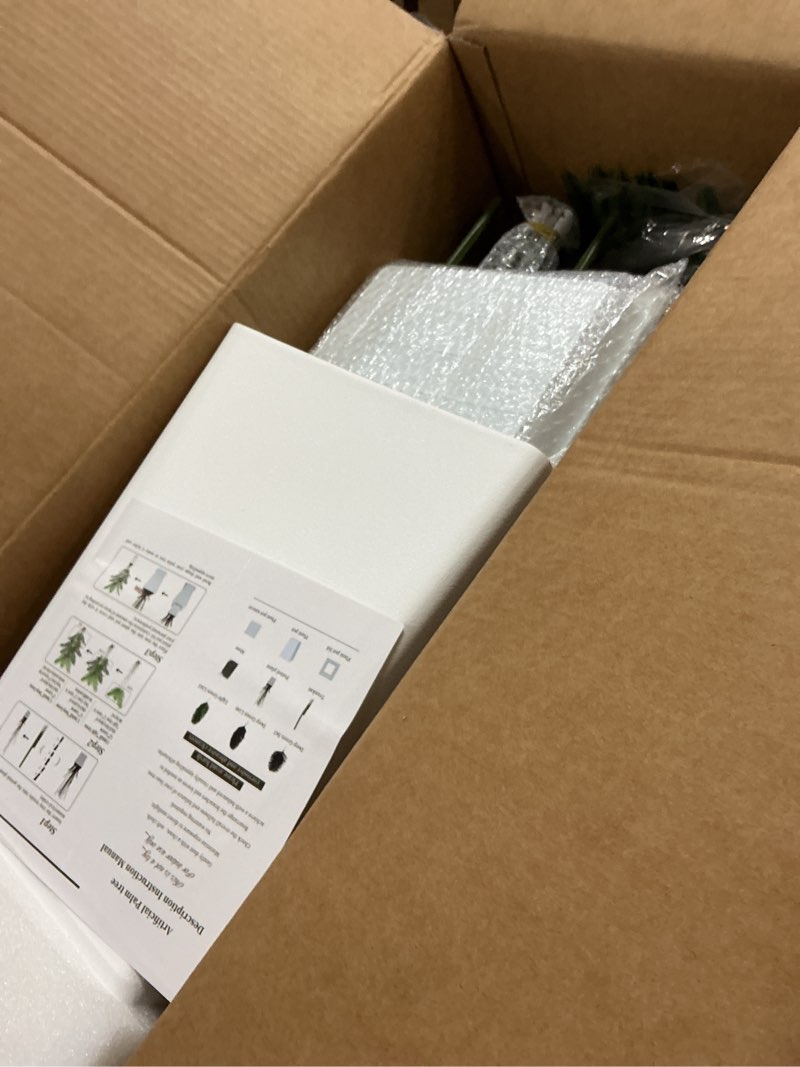 Condition photo showing New/Like New for 6ft artificial palm tree, tall faux palm tree indoor with fake plants tall, artificial plants with lifelike leaves for home office decor (white) white-6ft