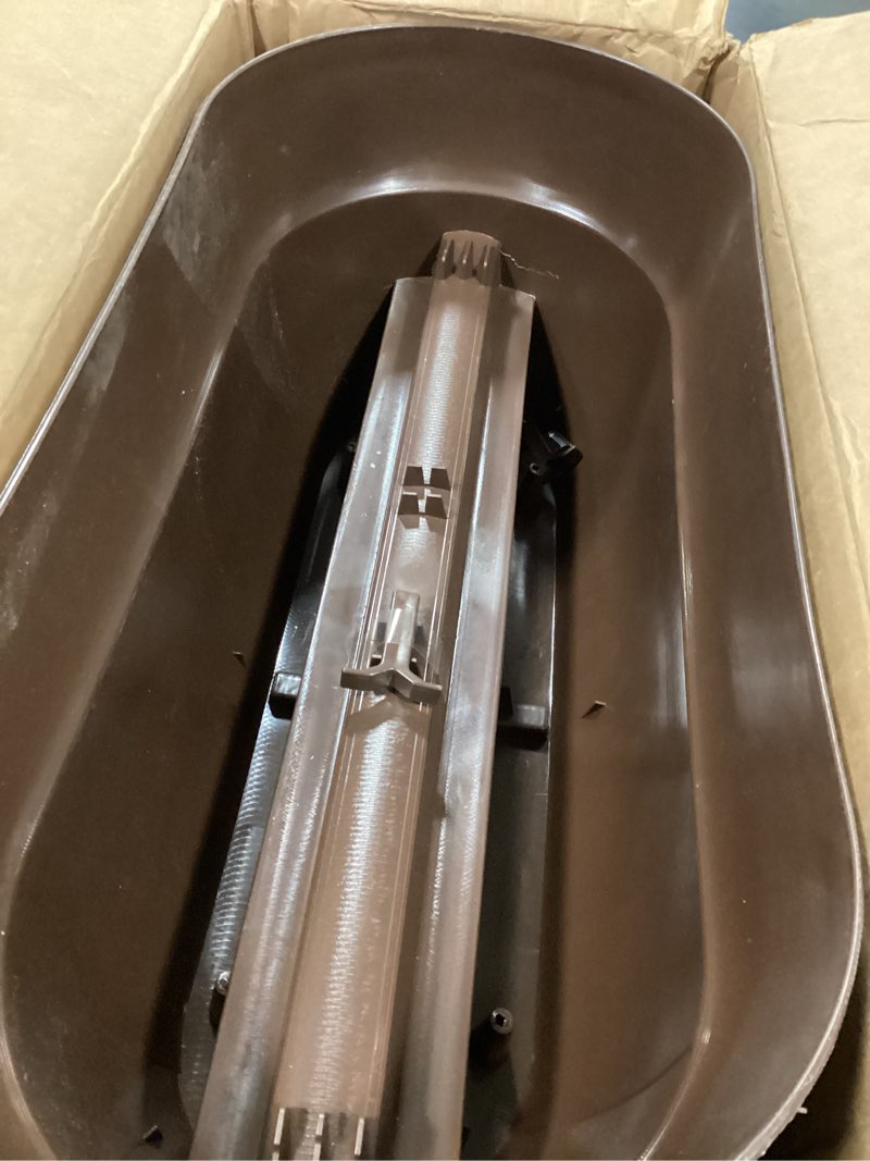 Condition photo showing As Is for Bloomers Railing Planter with Drainage Holes – 24  Weatherproof Resin Planter – Brown