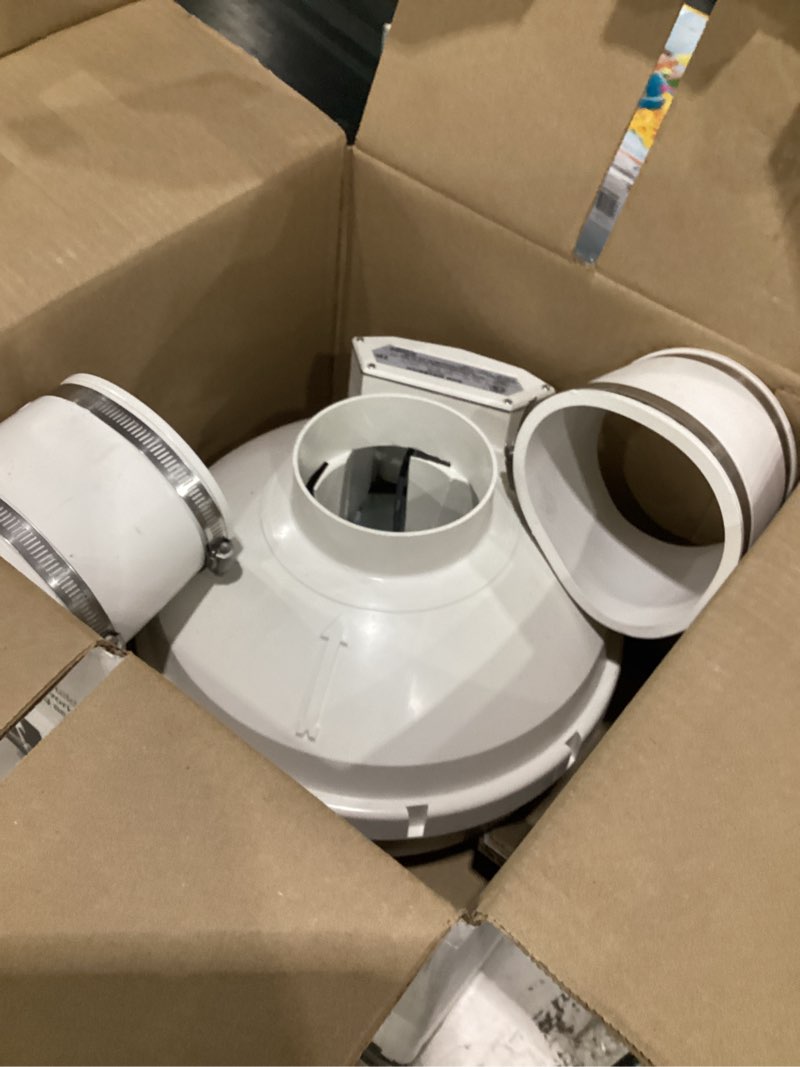 Condition photo showing As Is for festa amg maverick radon fan – 4“ installation kit - quiet and energy efficient radon mitigation inline fans – high performance 4” duct fan amg maverick 4x4