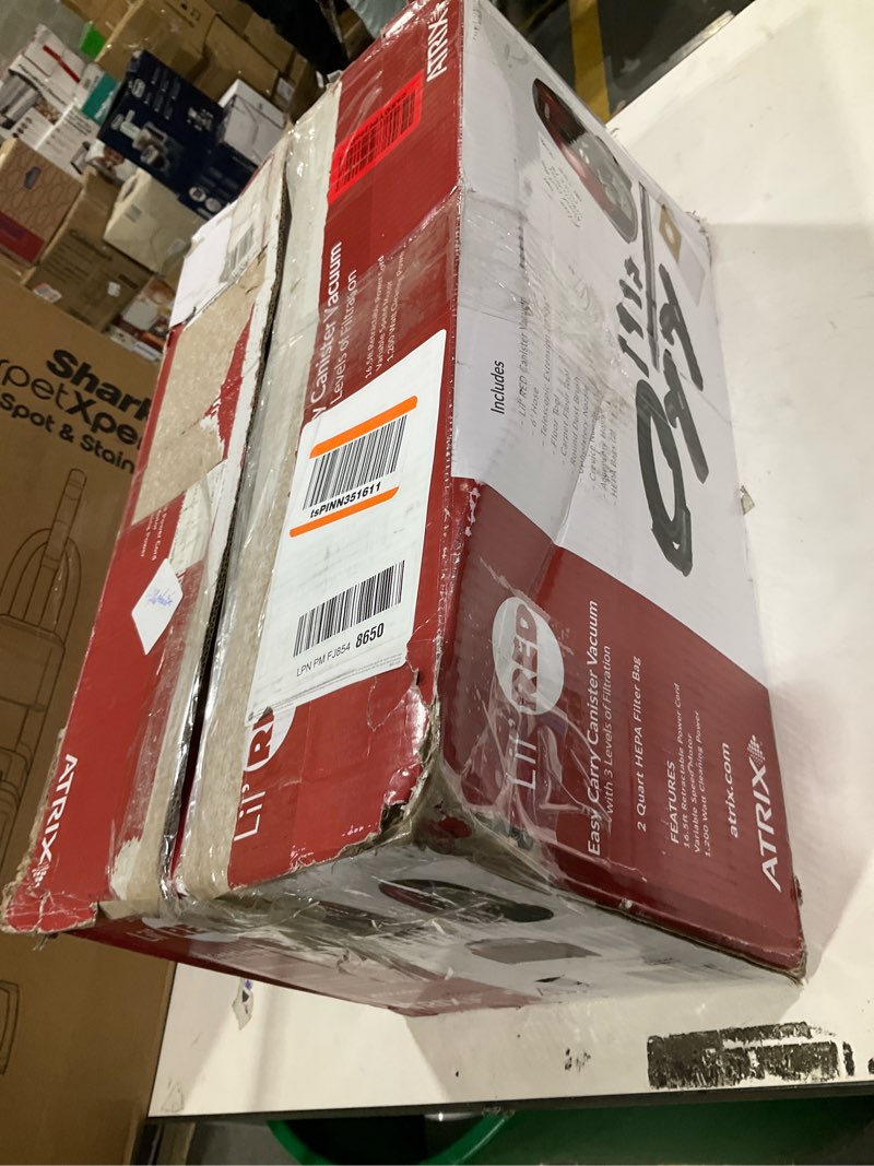 Condition photo showing As Is for AHSC-1 Atrix Lil Red Canister Vacuum Portable Canister vacuum w/ 2 Quart HEPA Filter & Variable Speed Motor Lil' Red