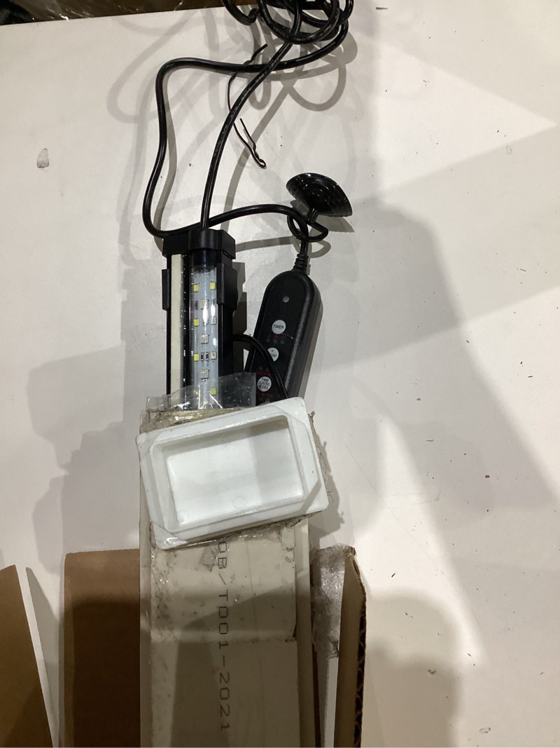 Condition photo showing As Is for hygger 24/7 Mode Submersible Aquarium LED Light, Full Spectrum Hidden Fish Tank Light with 3 Rows Beads 7 Colors Auto On Off Sunrise-Daylight-Moonlight, Adjustable Timer Brightness 8W 12in 8W
