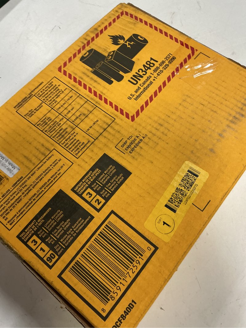 Condition photo showing As Is for dewalt 20-volt max 1/4-in brushless cordless impact driver (battery and charger included with soft bag)