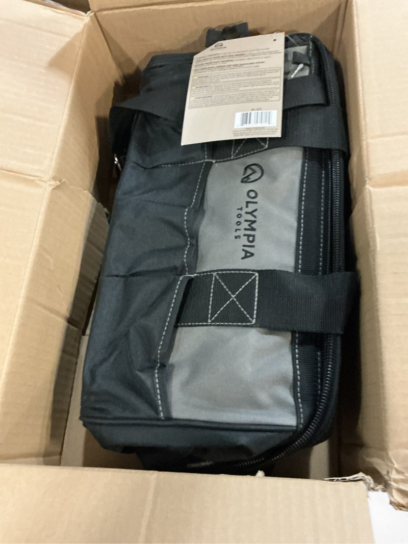 Condition photo showing Good Condition for olympia tool bag 15 inch, heavy duty tools bag with 8 pockets, adjustable shouder straps and 600d reinforced material