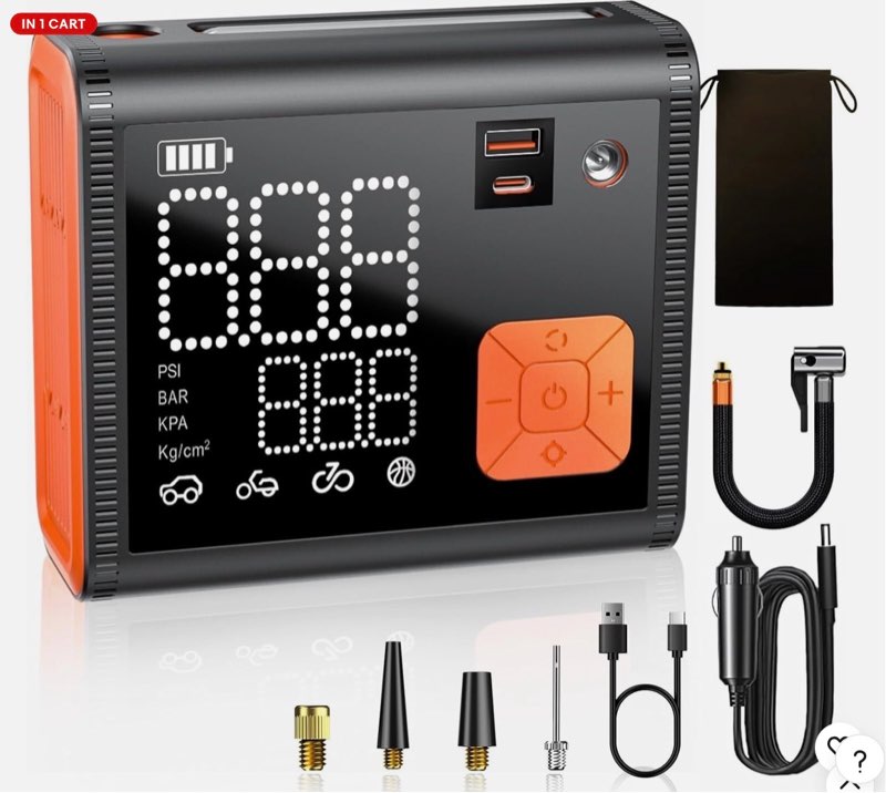 zuzee tire inflator portable air compressor, 150 psi dual cylinder 3x faster portable tire inflator,
