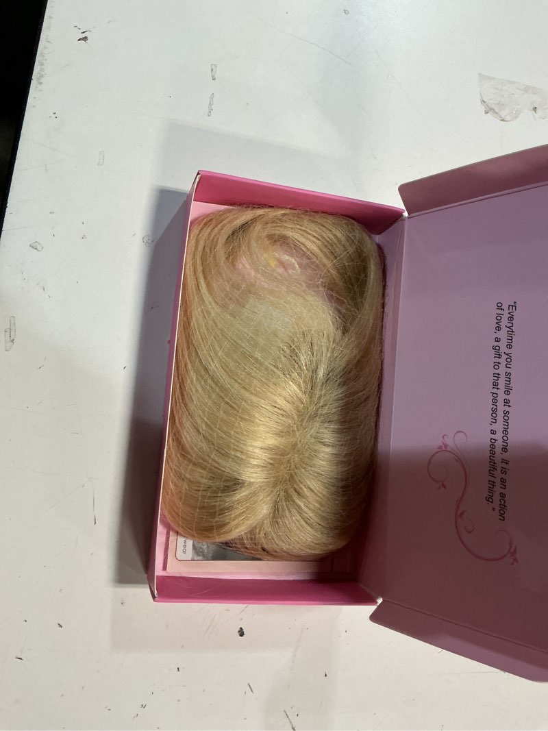 Condition photo showing Good Condition for udu hair toppers for women real human hair human hair toppers with bangs clip in bangs wiglets hair pieces for women with thinning hair hair loss cover gray hair mixed blonde