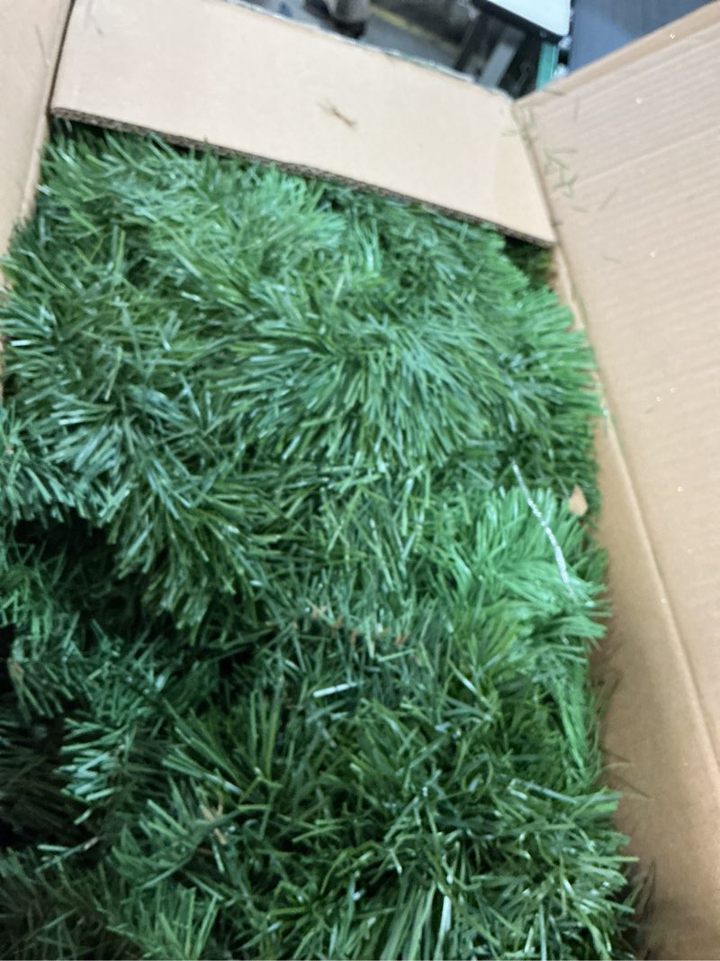 Condition photo showing As Is for Christmas Garland 54 Feet - 3 Stands Artificial Evergreen Garland Soft Greenery Garland Set for DIY Christmas Decoration, Non-Lit Indoor Outdoor Garlands for Stair Railing/Mantle/Holiday/Party Decor