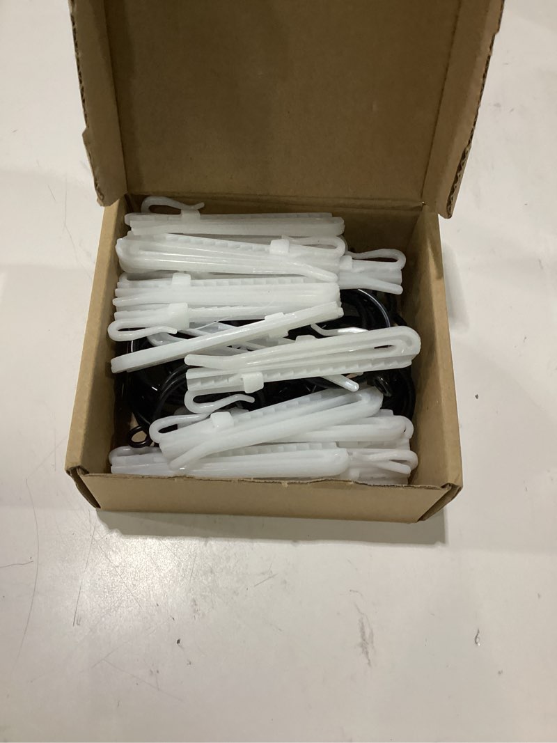 Condition photo showing As Is for 1.5 inch curtain rings with hooks, 24 pack black metal drapery rings with pins fits up to 1.25" curtain rods black hooks-1.5 inch