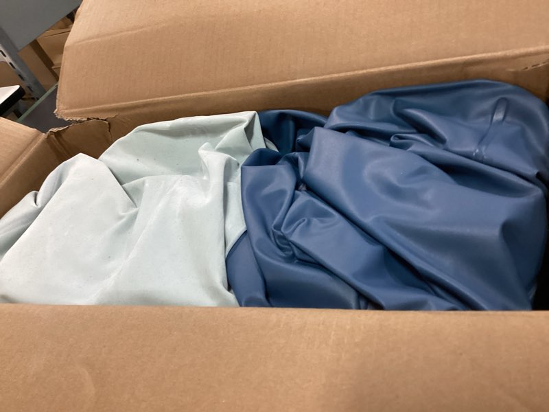 Condition photo showing As Is for intex elevated 18" pillow rest queen air mattress with internal pump - off-white/blue