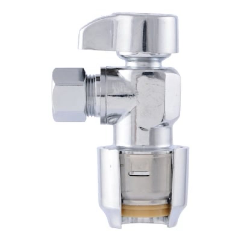 sharkbite 1/2-in push-to-connect x 3/8-in compression brass quarter turn stop angle valve