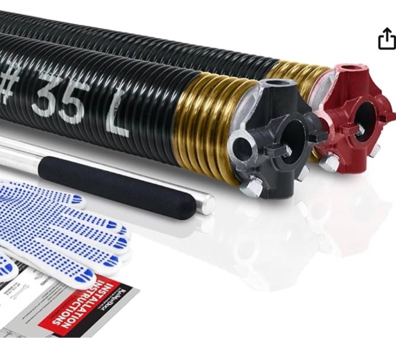 YoToolGDS Left Hand Wind?Black Cone?2" Garage Door Torsion Spring with Non-Slip Winding Bars & Glove