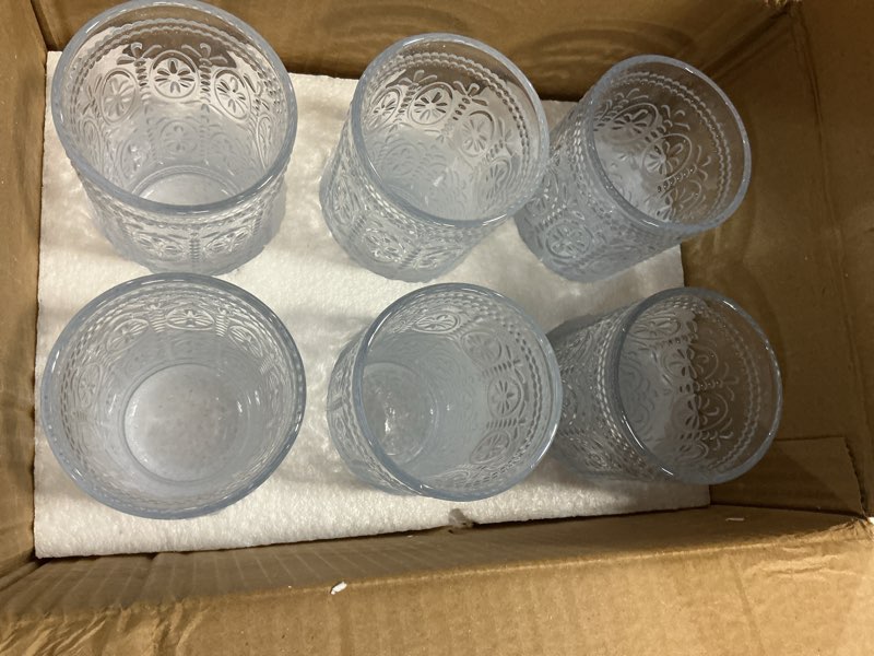 Condition photo showing New/Like New for Bekith 6 Pack 12 oz Romantic Water Glasses, Premium Drinking Glasses Tumblers for Beverages, Beer, Refreshments, Vintage Glassware Set for Dinner Parties, Bars, Restaurants