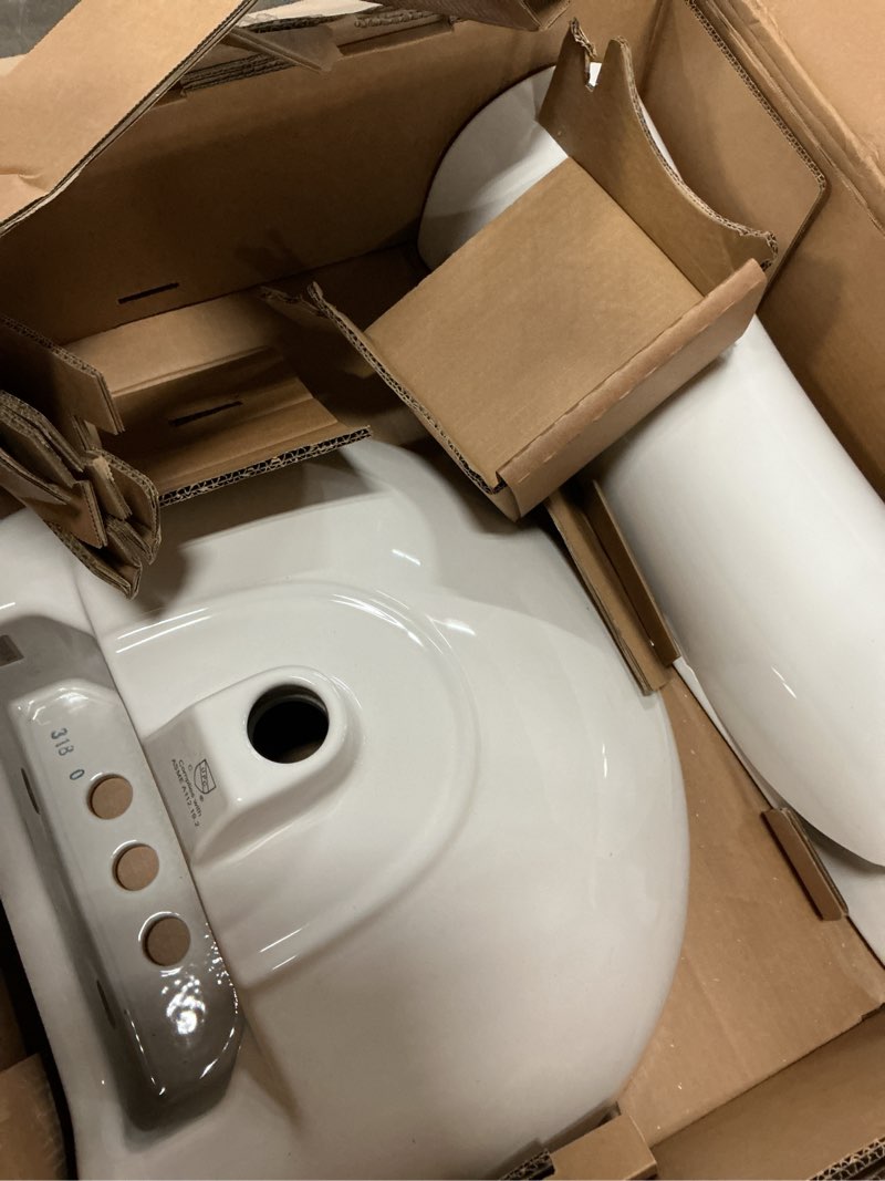 Condition photo showing As Is for project source alexa vitreous china traditional white pedestal sink combo ( 18.125-in x 22.64-in x 33.6875-in