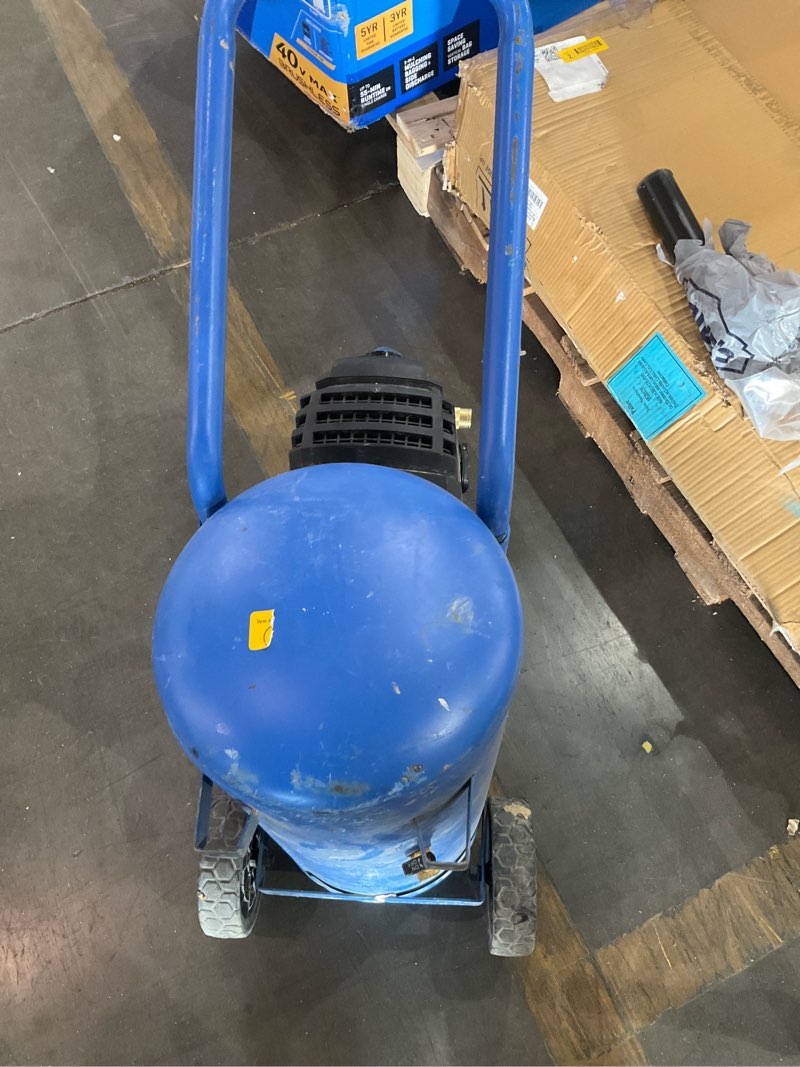 Condition photo showing As Is for kobalt 8-gallon portable electric 150 psi horizontal air compressor