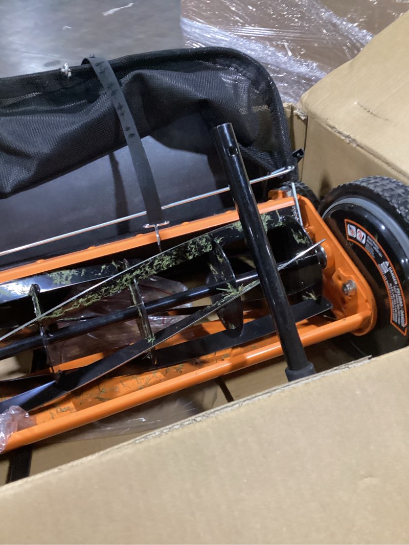 Condition photo showing As Is for LawnMaster LMRM1401 Push Reel Lawn Mower 14-Inch 5-Blade