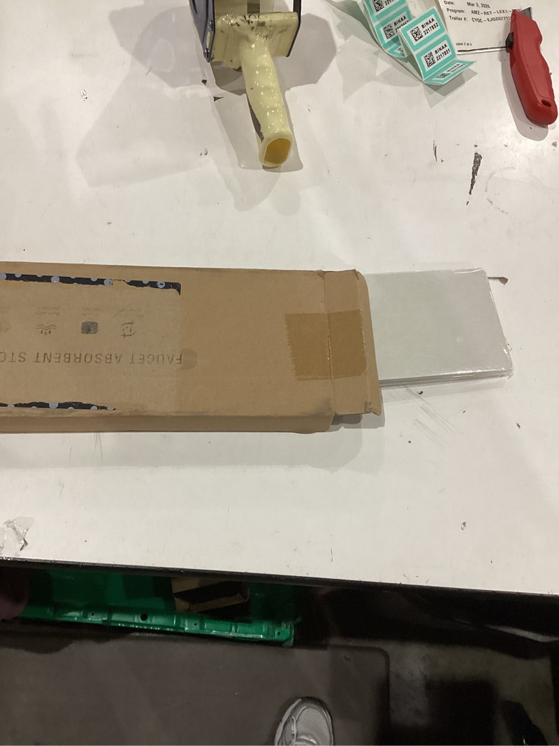 Condition photo showing Good Condition for Fast Drying Kitchen Sink Splash Guard, Durable Stone Kitchen Faucet Mat, Water Absorbing Stone Tray for Sink, Diatomite Faucet Mat for Kitchen Sink, Stone Drying Mat for Kitchen and Bathroom Counter 30" x 4" White Gray Style 1 1