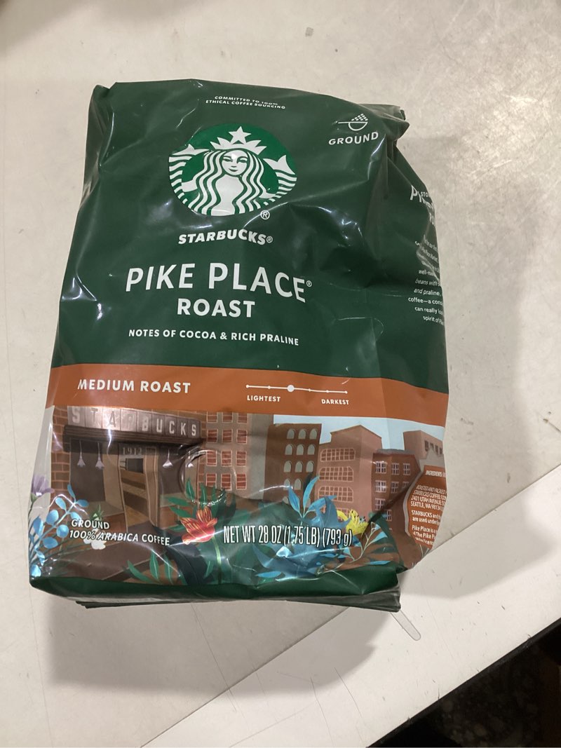 Condition photo showing New/Like New for Starbucks Ground Coffee, Medium Roast Coffee, Pike Place Roast, 100% Arabica, 1 Bag (28 Oz)