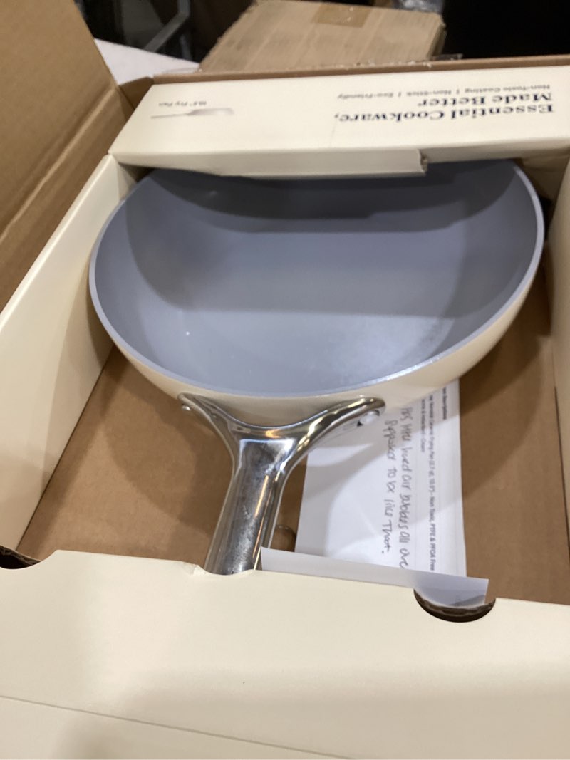 Condition photo showing Good Condition for caraway nonstick ceramic frying pan (2.7 qt, 10.5") - non toxic, ptfe & pfoa free - oven safe & compatible with all stovetops (gas, electric & induction) - cream