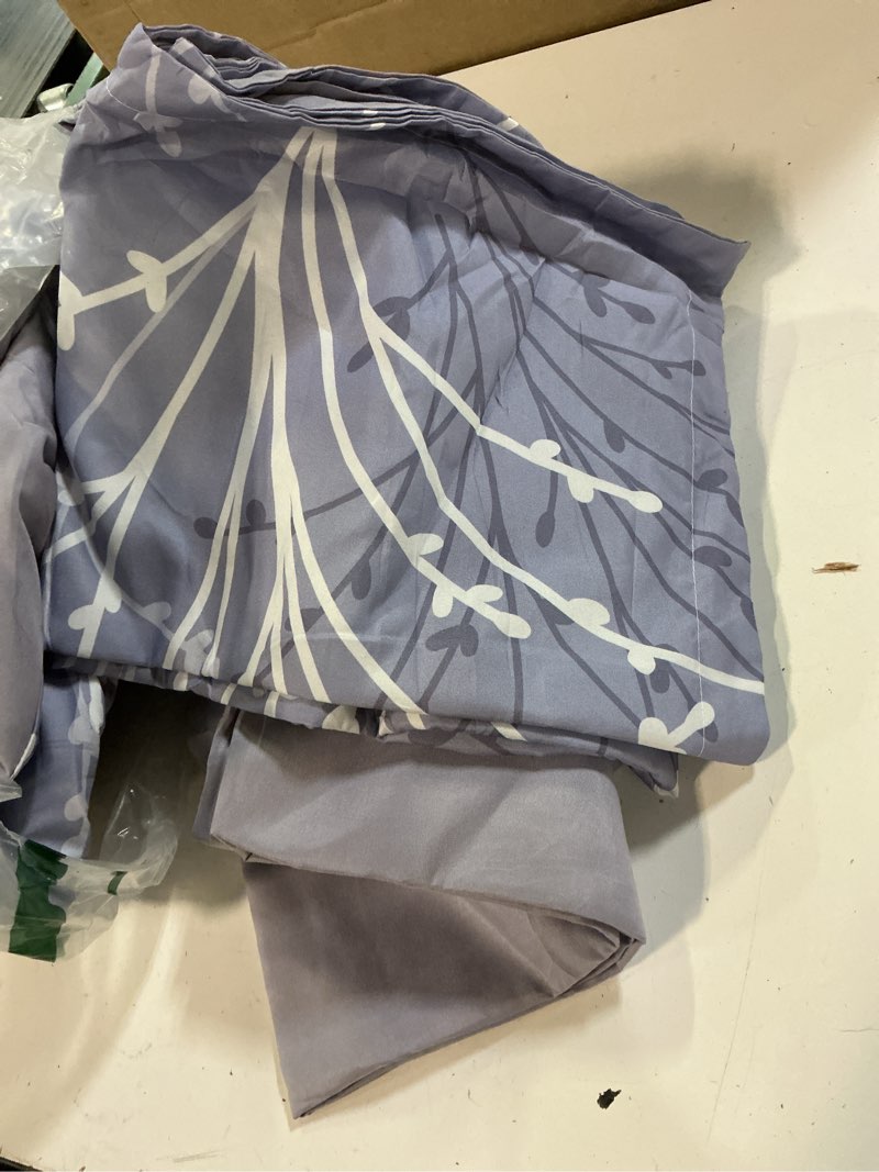 Condition photo showing Good Condition for djy purple comforter set king size, branch botanical pattern bed in a bag, 7 pieces sky blue floral comforter bedding set, soft lightweight bedding for all season (104''x90'') lavender king