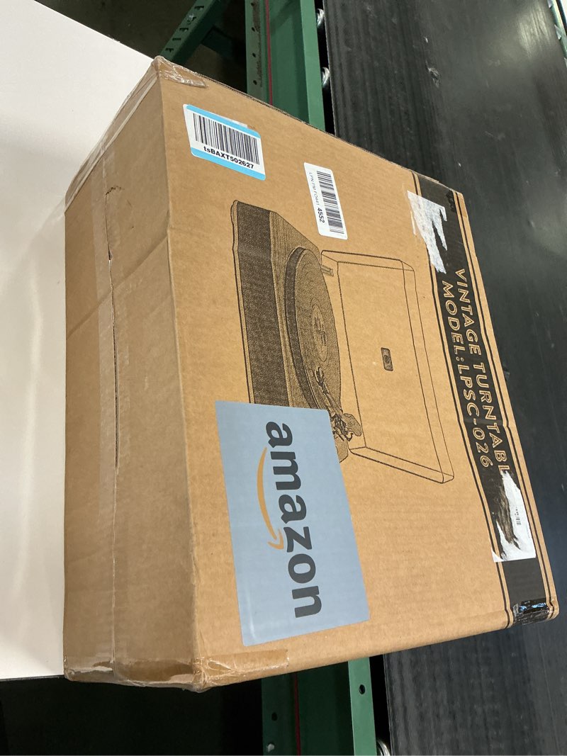 Condition photo showing New/Like New for LP&No.1 Record Player with Stereo Speakers, 3-Speed Belt-Drive Turntable for Vinyl Records with Wireless Playback and Auto-Stop,Walnut Wood