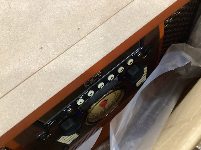 Condition photo showing As Is for Victrola Navigator 8-in-1 Bluetooth Record Player with Built-in Speakers– 3 Speed Turntable, CD Player, Cassette, FM Radio, USB, RCA Out, Headphone Jack, Wireless Music Streaming, Real Wood (Mahogany)