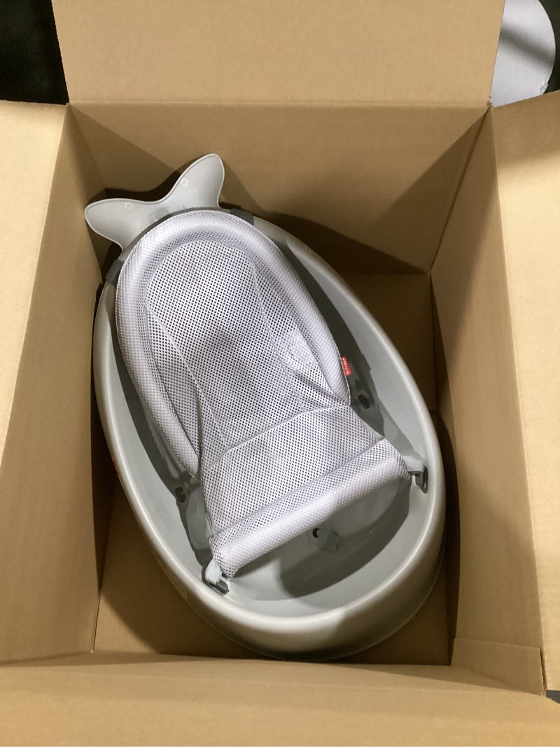 Condition photo showing New/Like New for Skip Hop Infant Bath Tub 3-Stage Grow With Baby Smart Sling MOBY Bathtub Grey Age 0+ Grey Tub