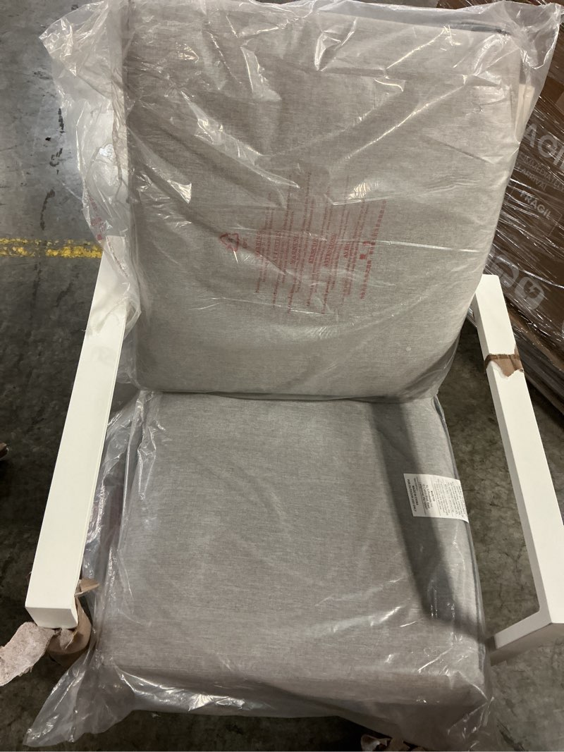 Condition photo showing New/Like New for aluminum slatted dining armchair xl, white, 2 pack