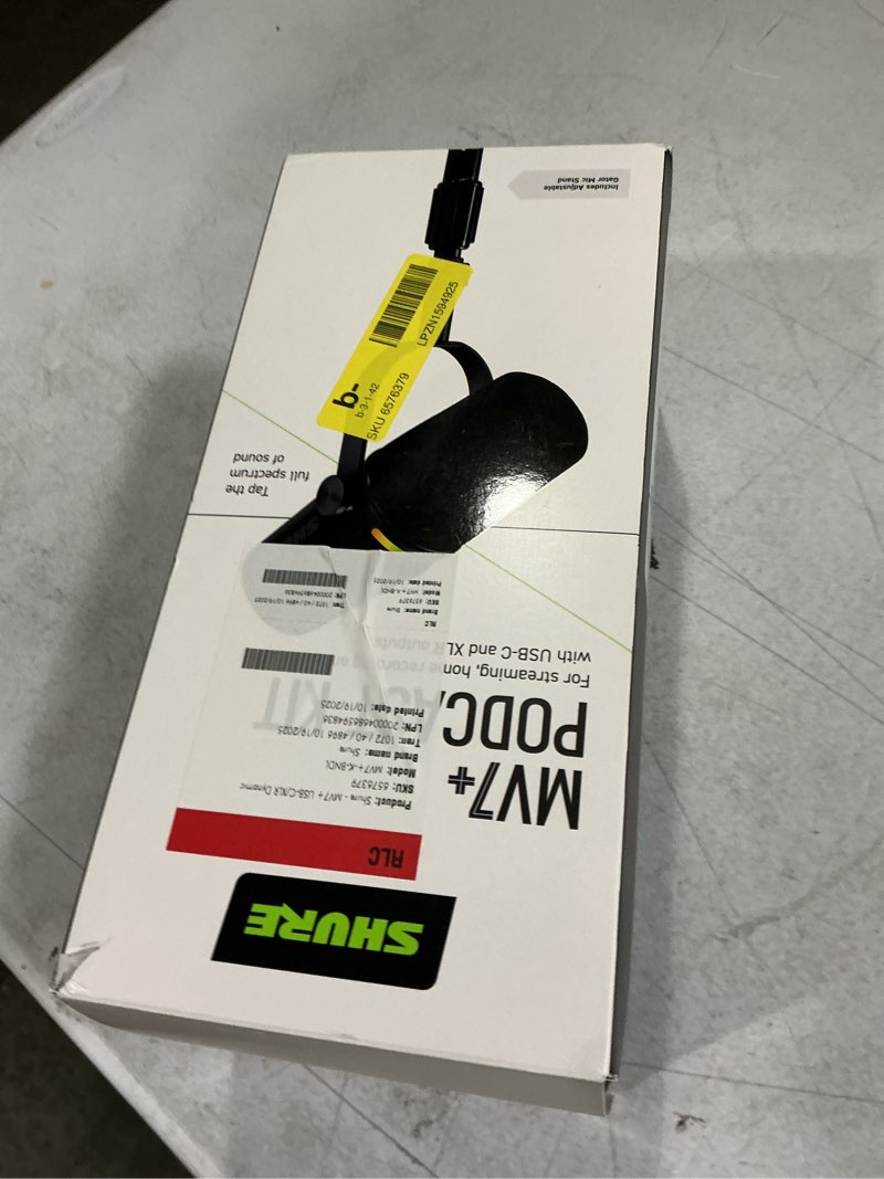 Condition photo showing New/Like New for shure mv7+ hybrid output usb-c & xlr podcast microphone & desktop stand (black)