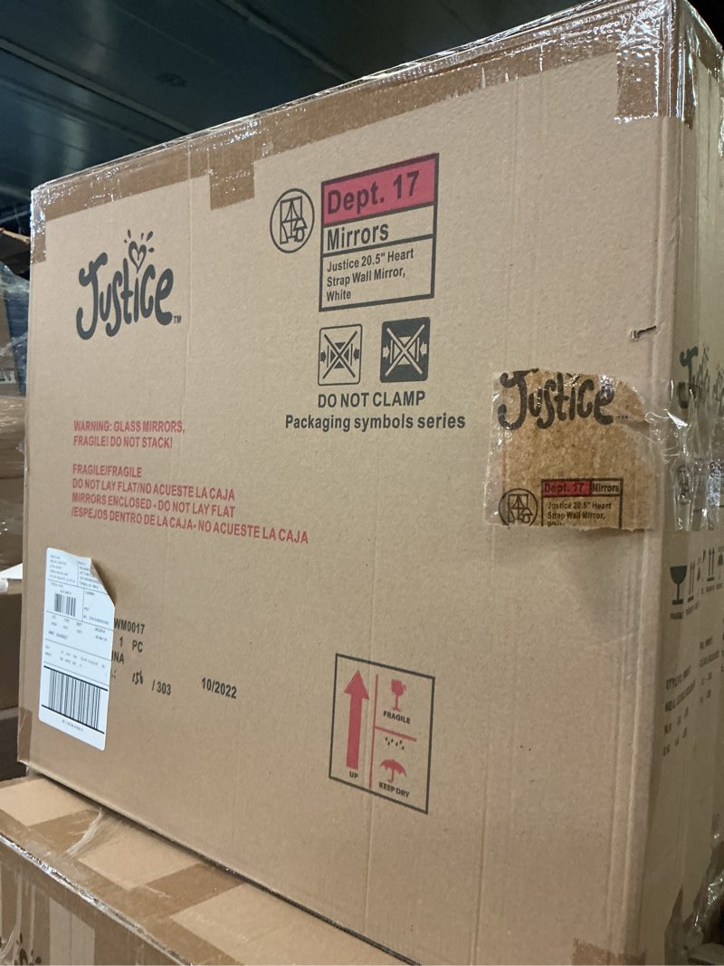 Condition photo showing New/Like New for justice 20.5  heart strap wall mirror white