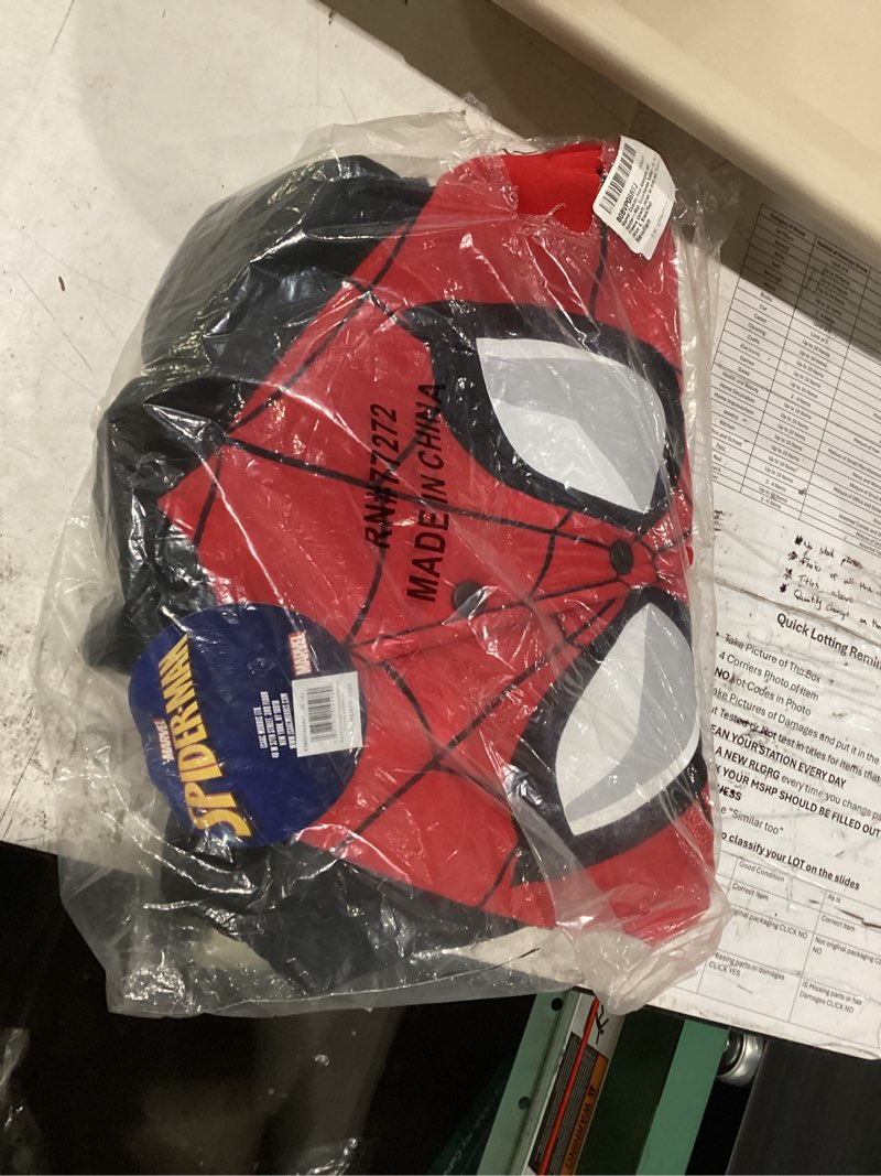 Condition photo showing New/Like New for marvel comics spider-man miles morales boys sweatshirt - button-up long sleeve graphic print hooded varsity jacket for kids 7 black and red