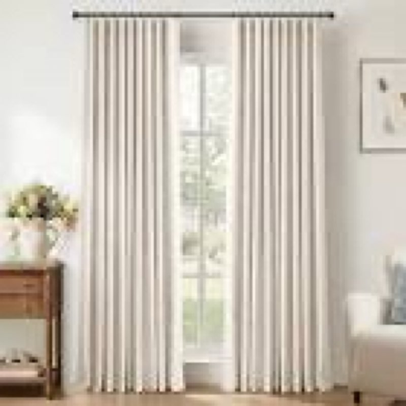 100% blackout shield full blackout curtains for bedroom 84 inch length 2 panels set, clip rings/rod pocket faux linen black out curtains for living room, thermal insulated, 50wx84l, beige alba | beige 50\"w x 84\"l (pack of 2)