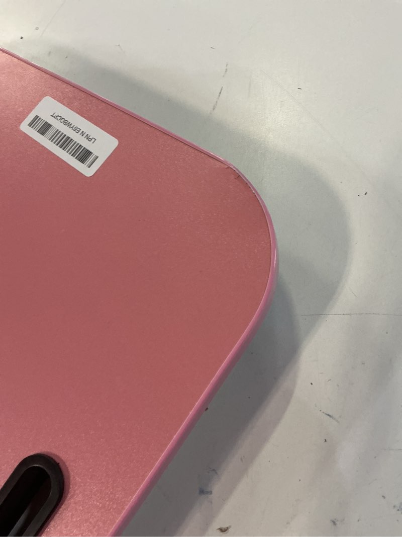 Condition photo showing As Is for mind reader lap desk laptop stand, bed tray, folding legs, couch table, portable, mdf, 23.25" l x 13.75" w x 10.5" h, pink