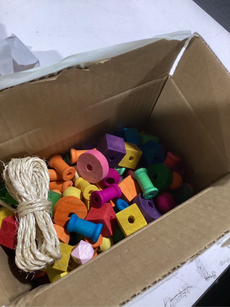 Condition photo showing New/Like New for Bird Toys for Parrot, 165 Pcs Colorful Multi-Shaped DIY Wooden Blocks Craft, Birds Cage Chewing Playing Training Toy for Cockatoos, Macaws, African Grey and Small Medium Parrots