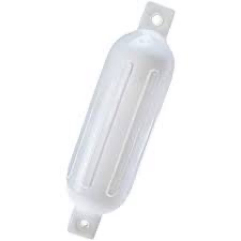 Seachoice Twin Eye Ribbed Boat Fender, White, 5-1/2 In. X 20 In.