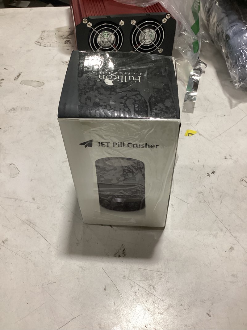 Condition photo showing As Is for fullicon cordless electric pill crusher grinder, pulverizes to extremely fine powder with one-touch,