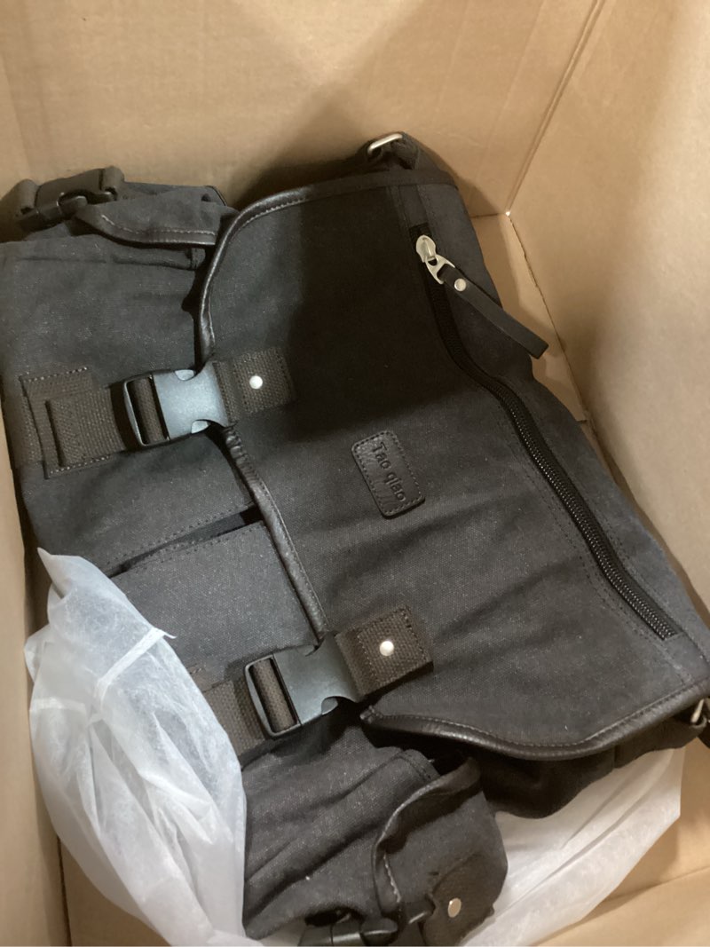 Condition photo showing Good Condition for [upgraded] vintage canvas messenger bag 13 15.6 17 inches large book laptop shoulder bag women men new (black, x-large) black x-large